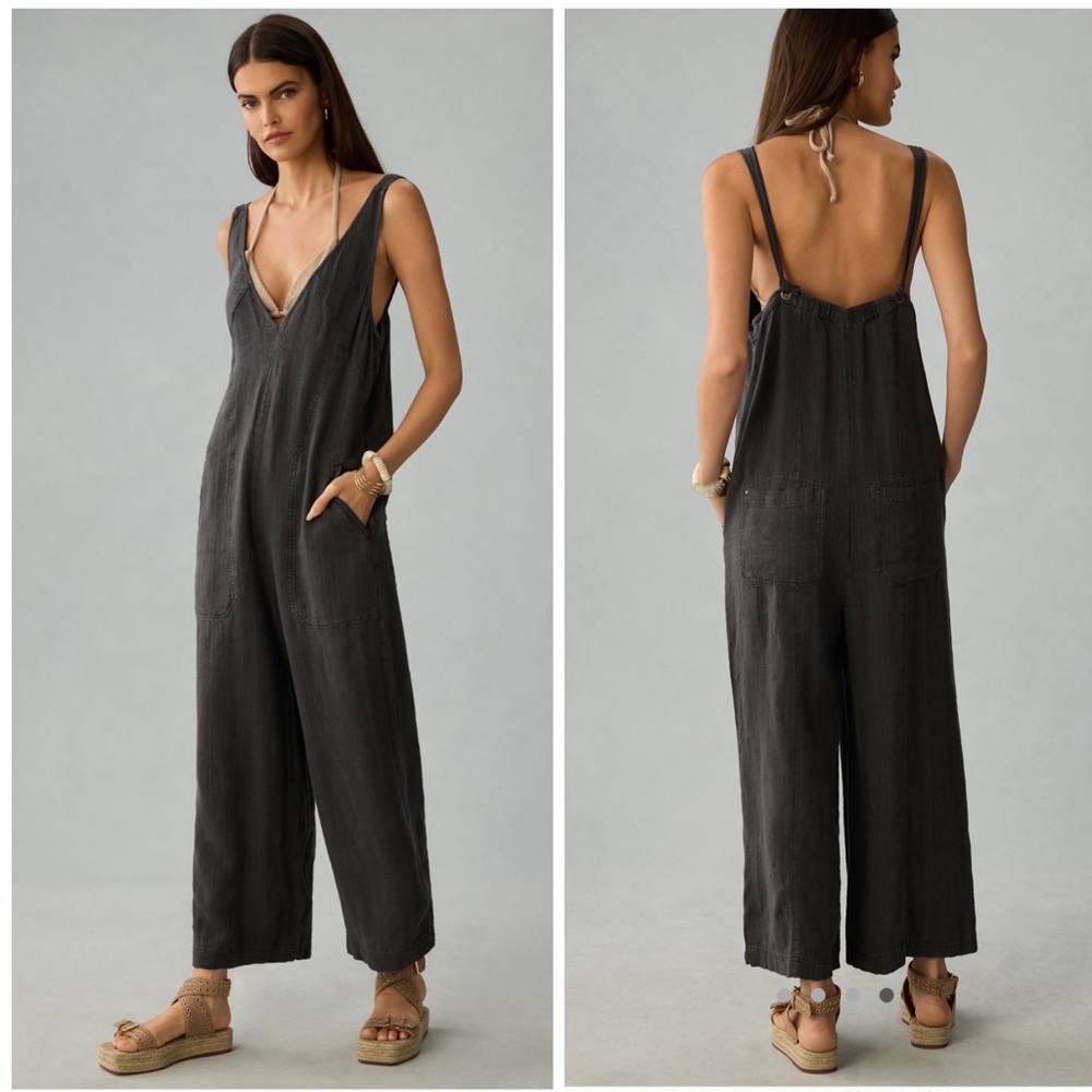 Anthropologie Black Jumpsuit Wide-Leg Sleeveless